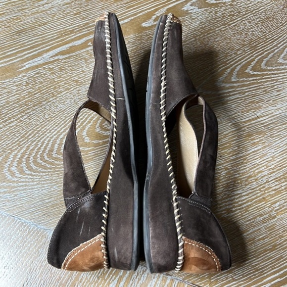 NURTURE Brown Leather Stitch Closed Toe Sandals - Picture 6 of 12